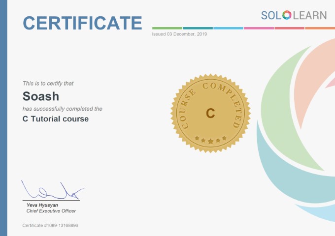 c certificate of soash